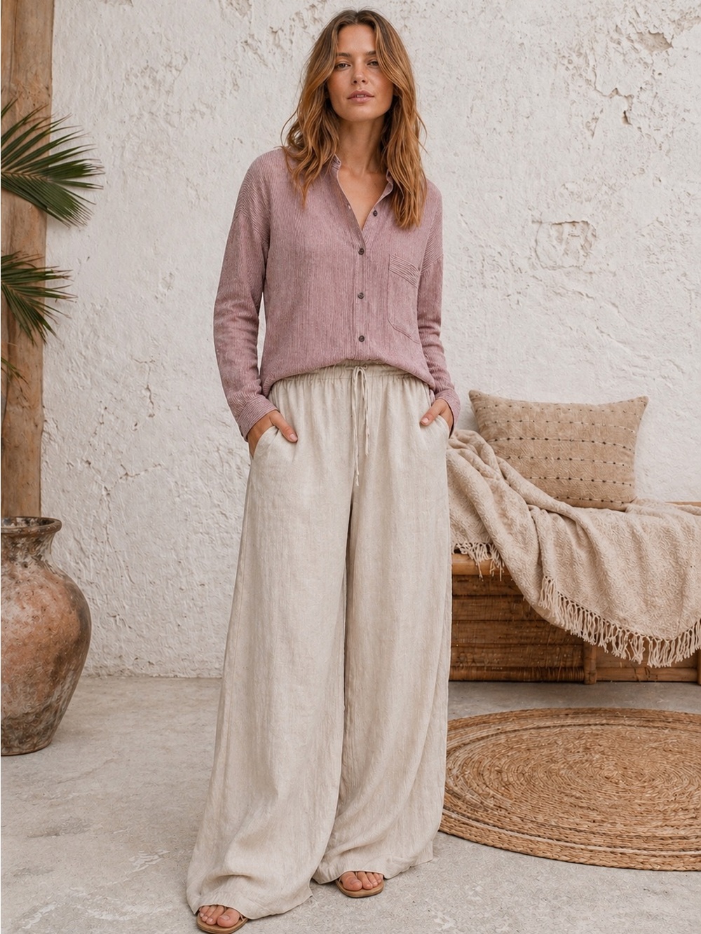 Free people No Limits Stripe Split Back Button Loose Oversized Bohemian